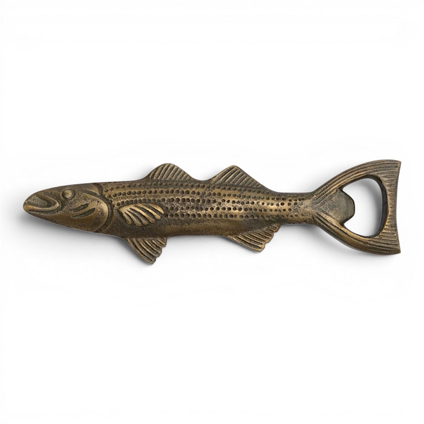 Antique Gold Aluminum Fish Bottle Opener