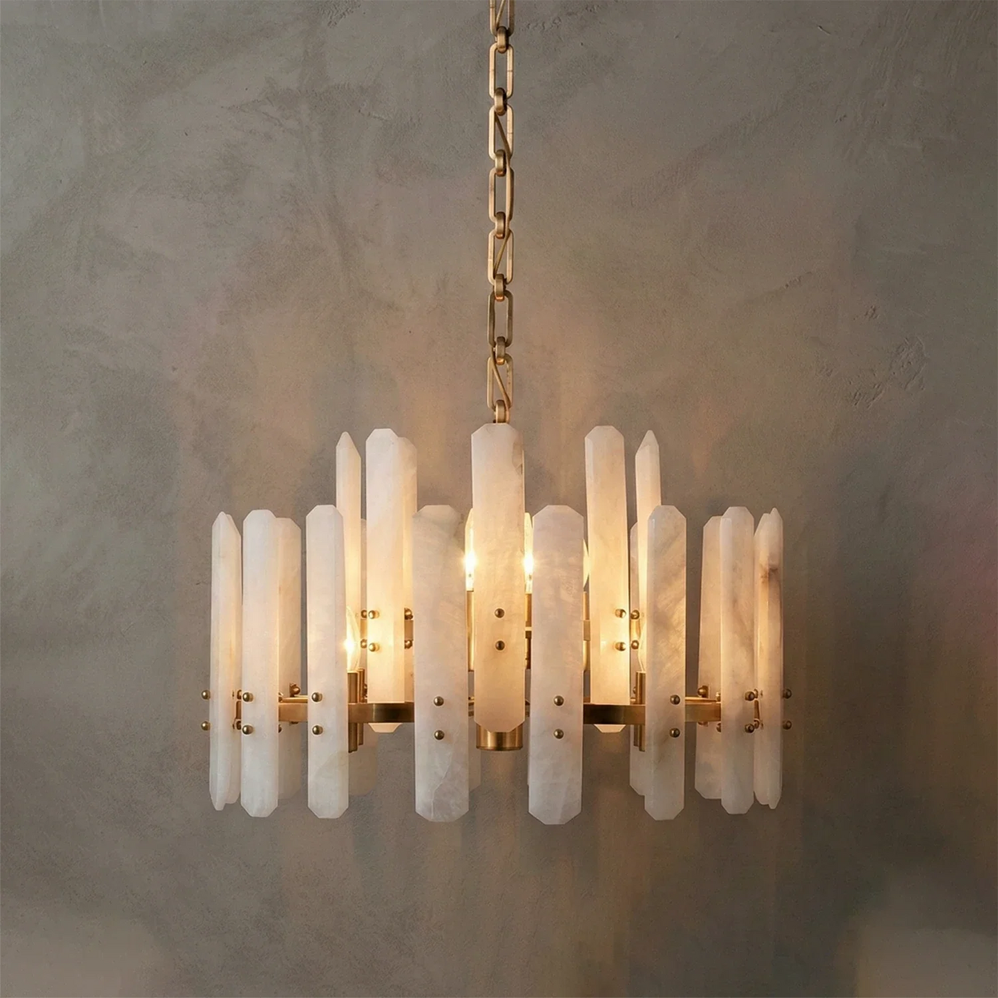 Artisanal Alabaster Large Chandelier