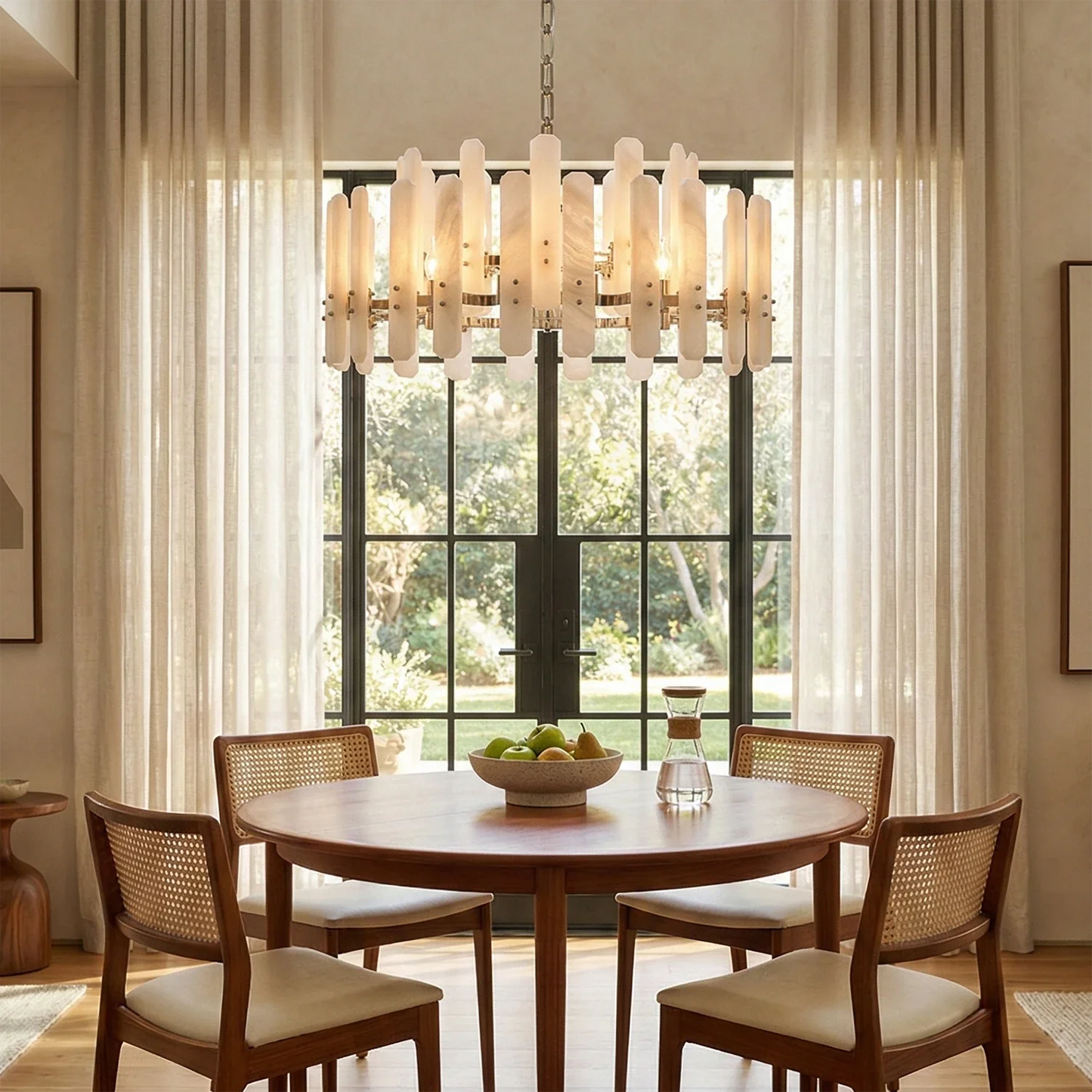 Artisanal Alabaster Large Chandelier