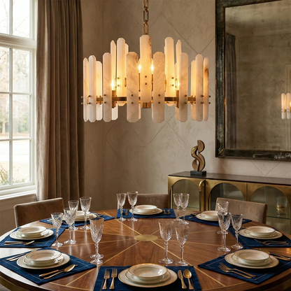 Artisanal Alabaster Large Chandelier