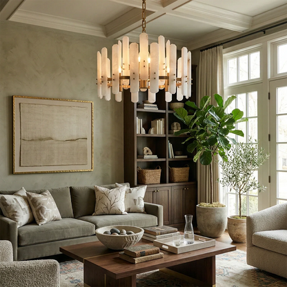 Artisanal Alabaster Large Chandelier