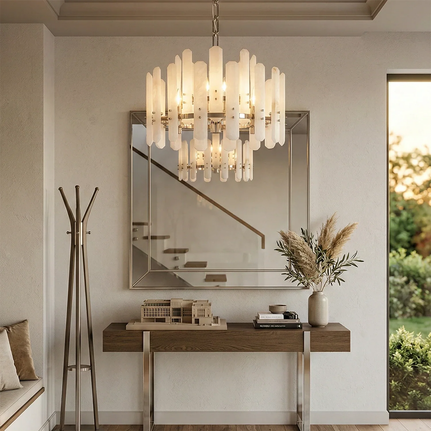 Artisanal Alabaster Large Chandelier