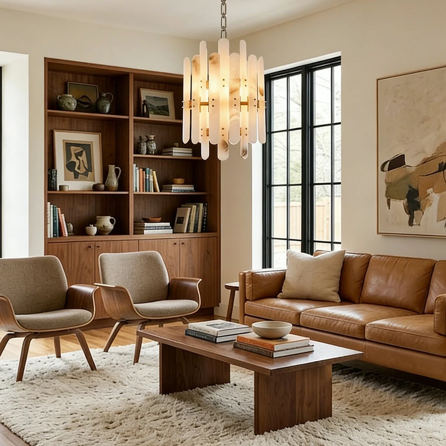 Artisanal Alabaster Large Chandelier