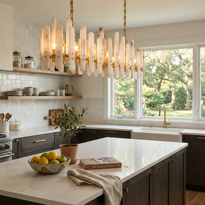 Artisanal Alabaster Large Chandelier