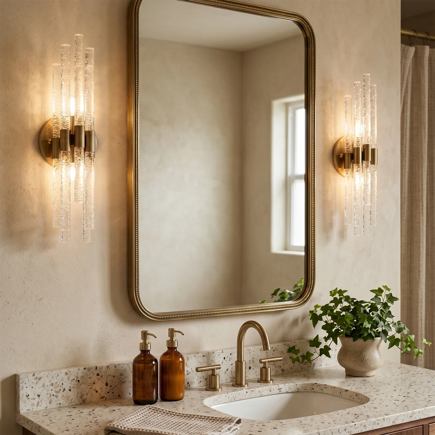Artisanal Rippled Glass Wall Sconce