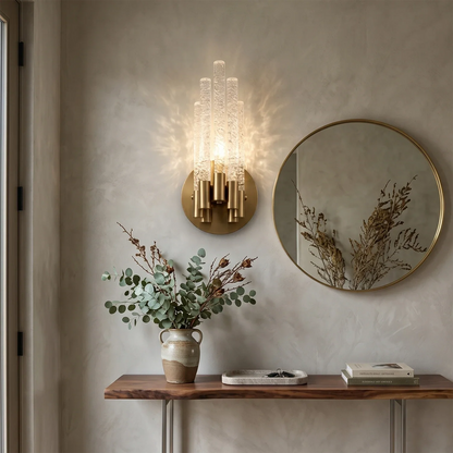 Artisanal Rippled Glass Wall Sconce