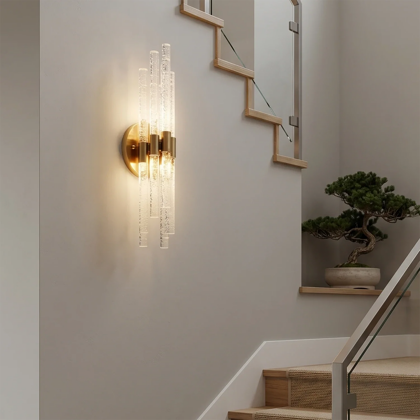 Artisanal Rippled Glass Wall Sconce