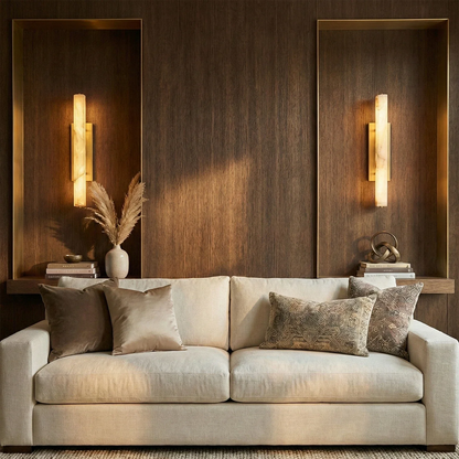 Audon Natural Linear Alabaster Stone Wall Sconce