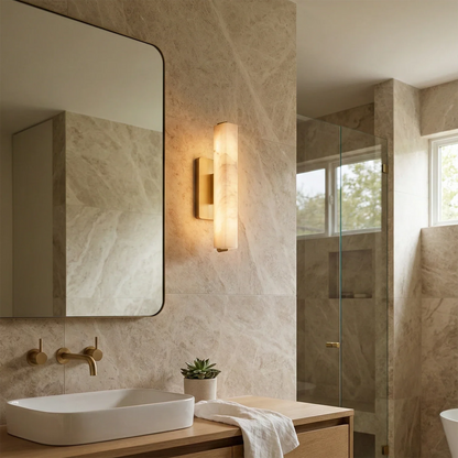Audon Natural Linear Alabaster Stone Wall Sconce