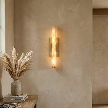 Audon Natural Linear Alabaster Stone Wall Sconce