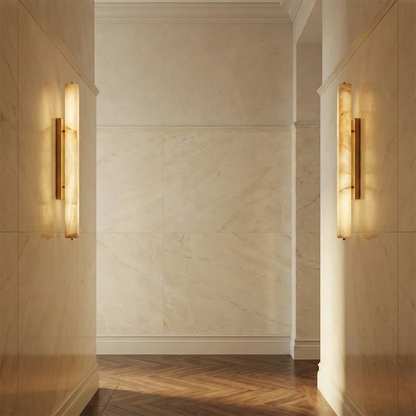 Audon Natural Linear Alabaster Stone Wall Sconce