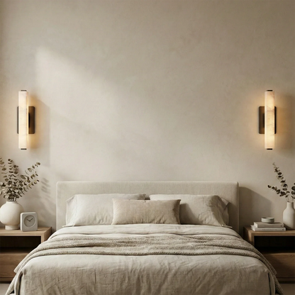 Audon Natural Linear Alabaster Stone Wall Sconce
