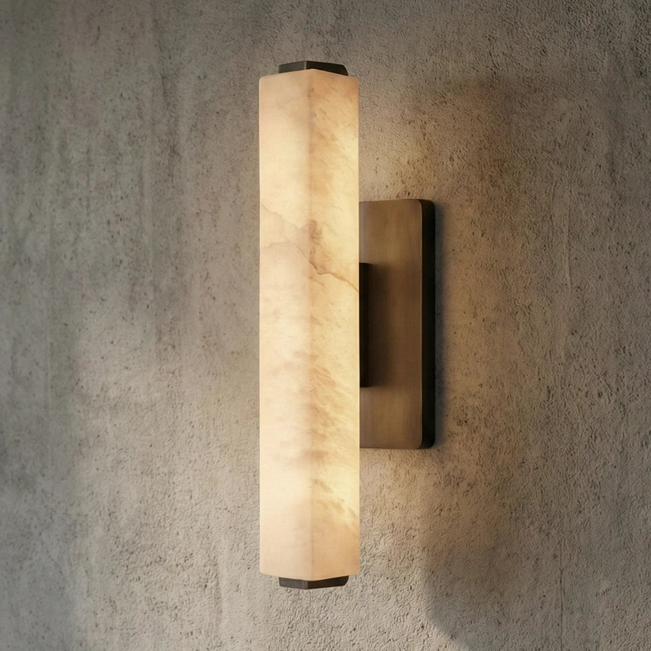 Audon Natural Linear Alabaster Stone Wall Sconce