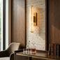 Audon Natural Linear Alabaster Stone Wall Sconce