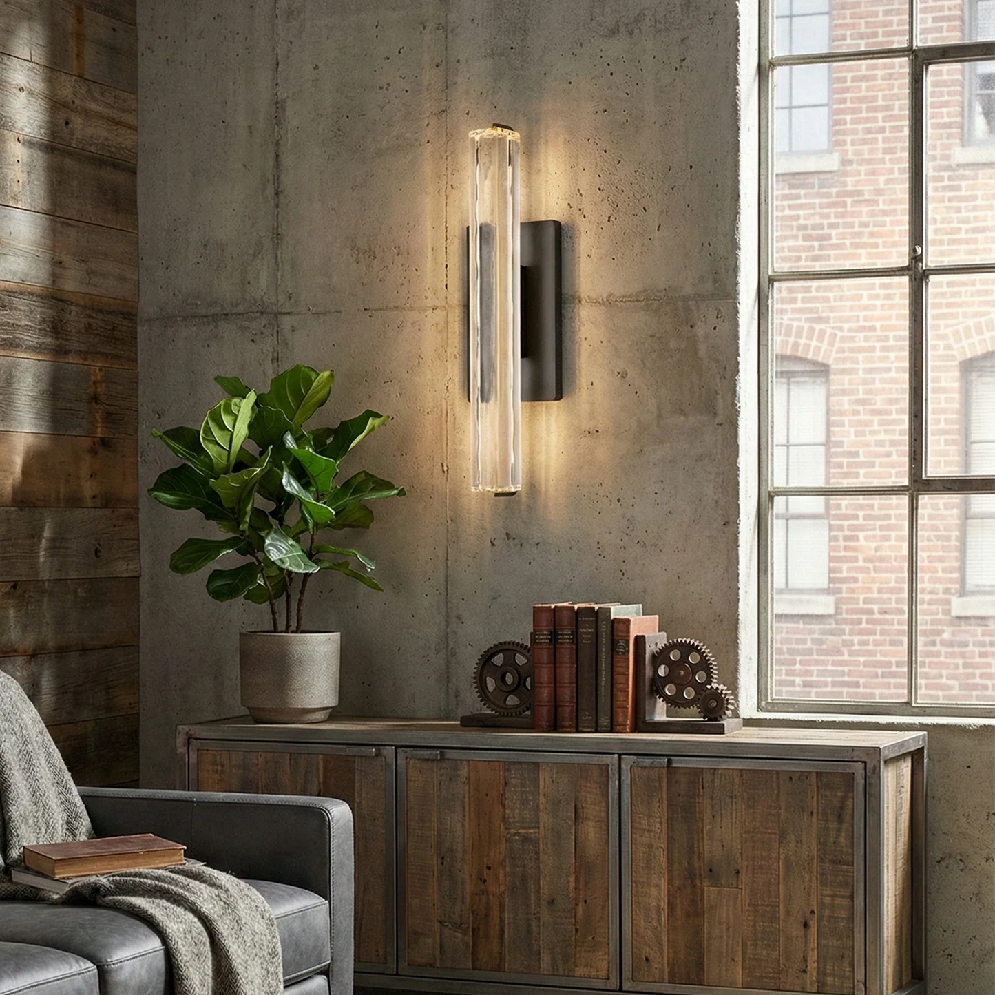 Audubonne Minimalist Crystal Column Sconce