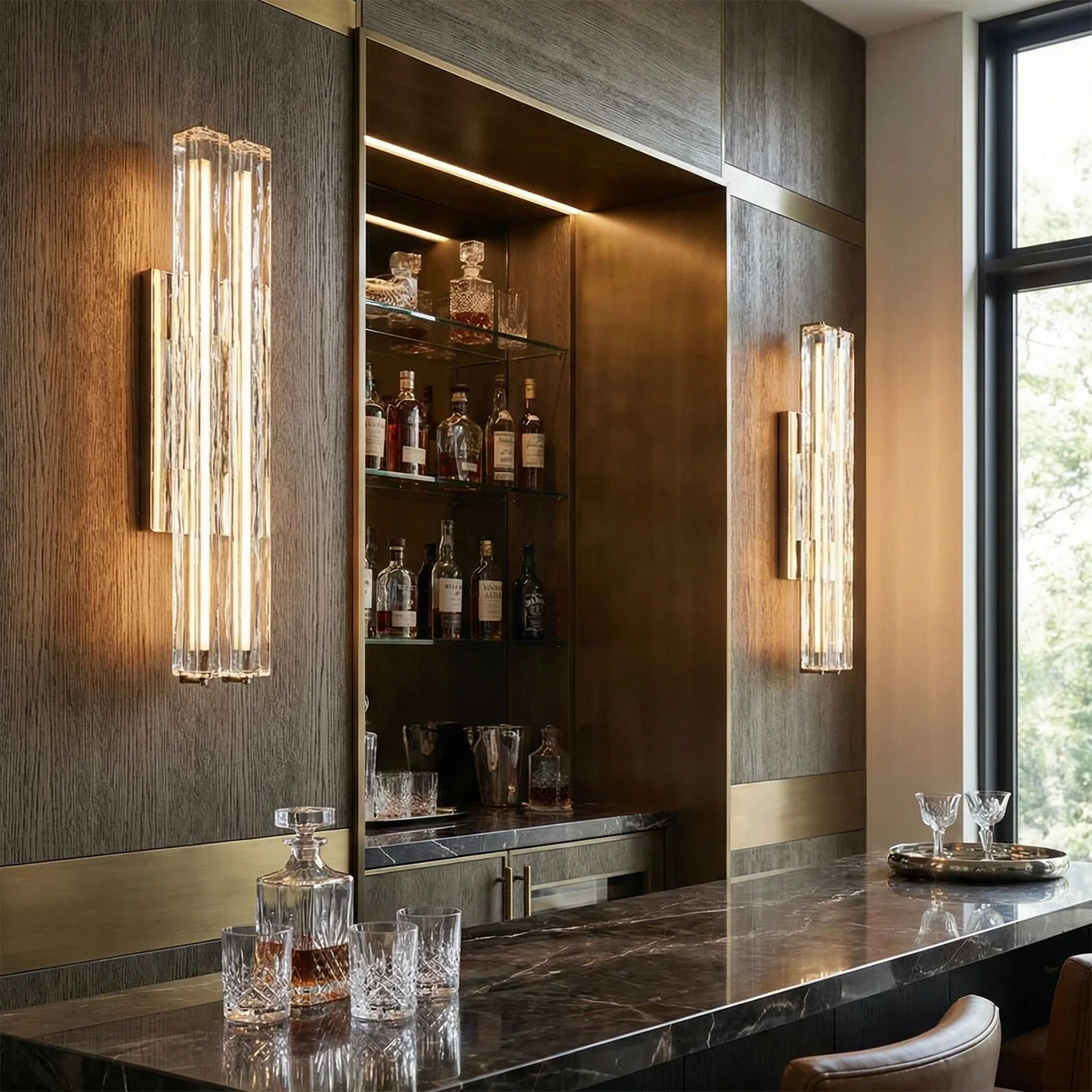 Audubonne Minimalist Crystal Column Sconce
