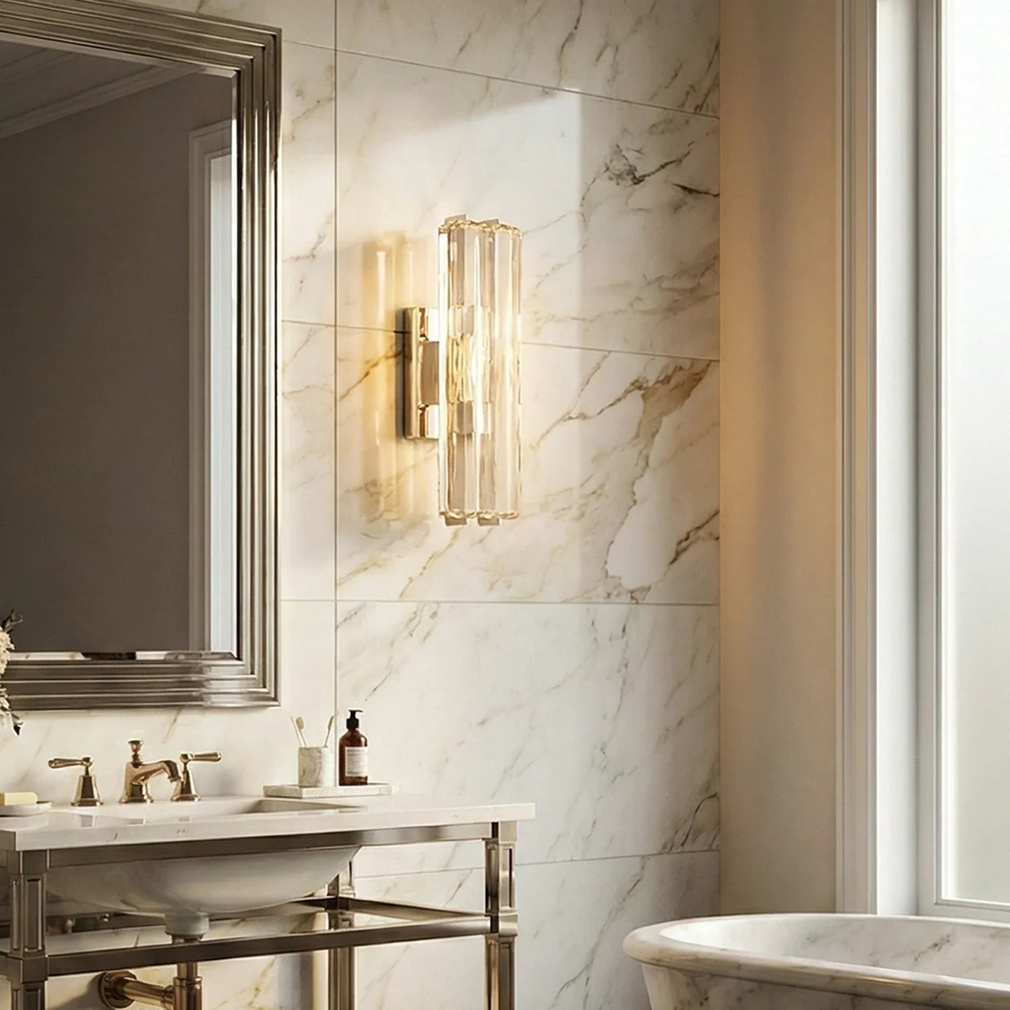 Audubonne Minimalist Crystal Column Sconce