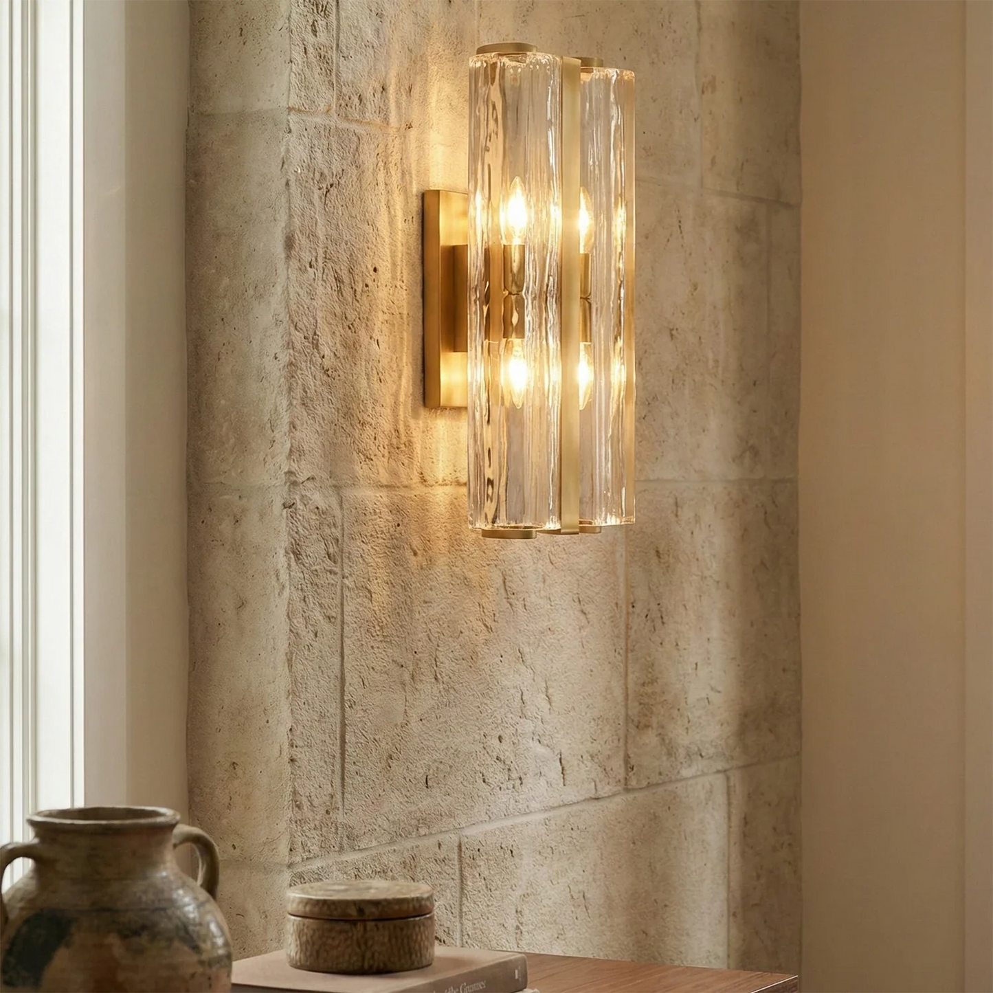 Audubonne Minimalist Crystal Column Sconce