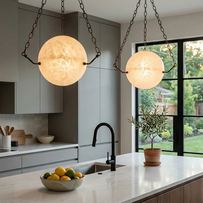 Aurelia Alabaster Sphere Suspension Pendant