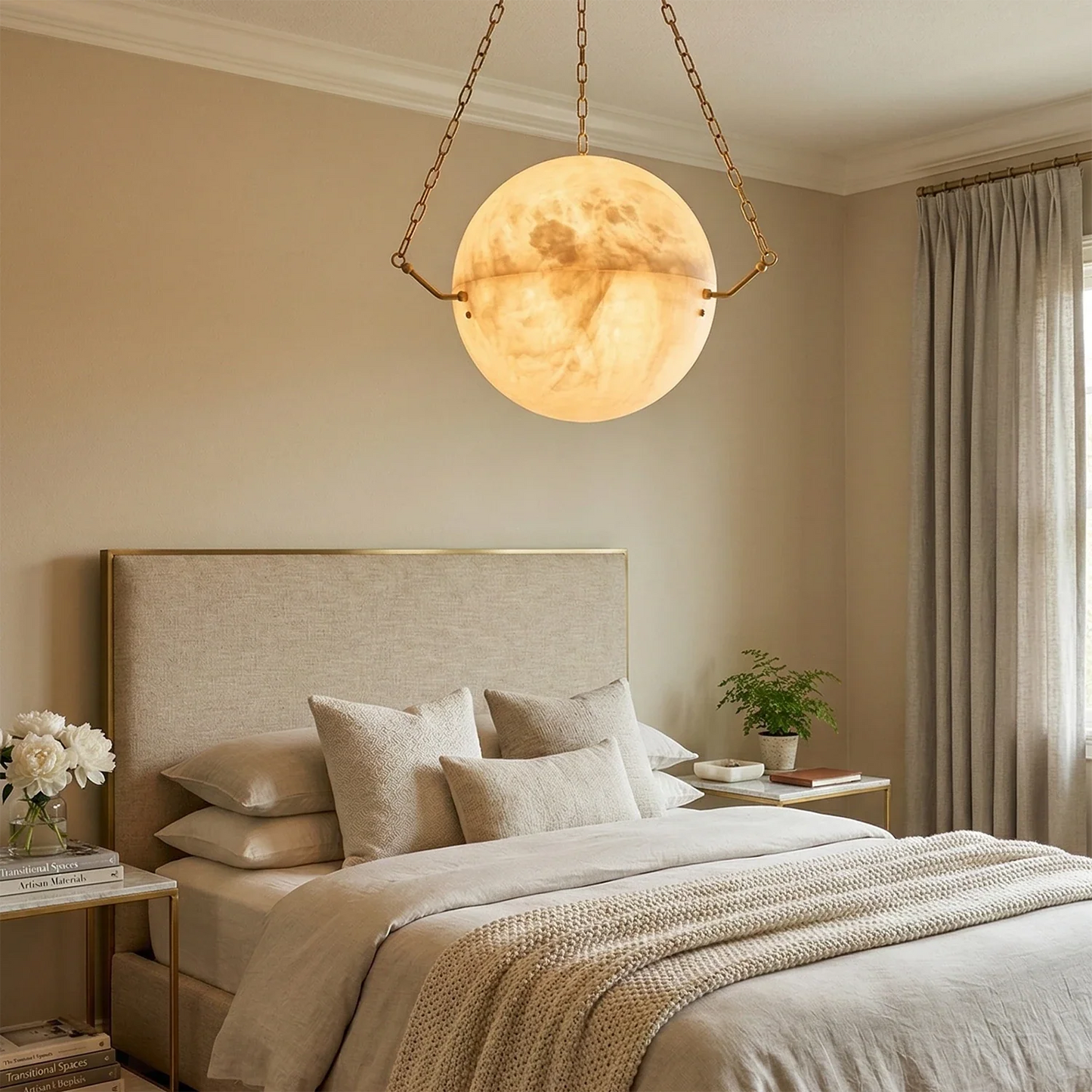 Aurelia Alabaster Sphere Suspension Pendant