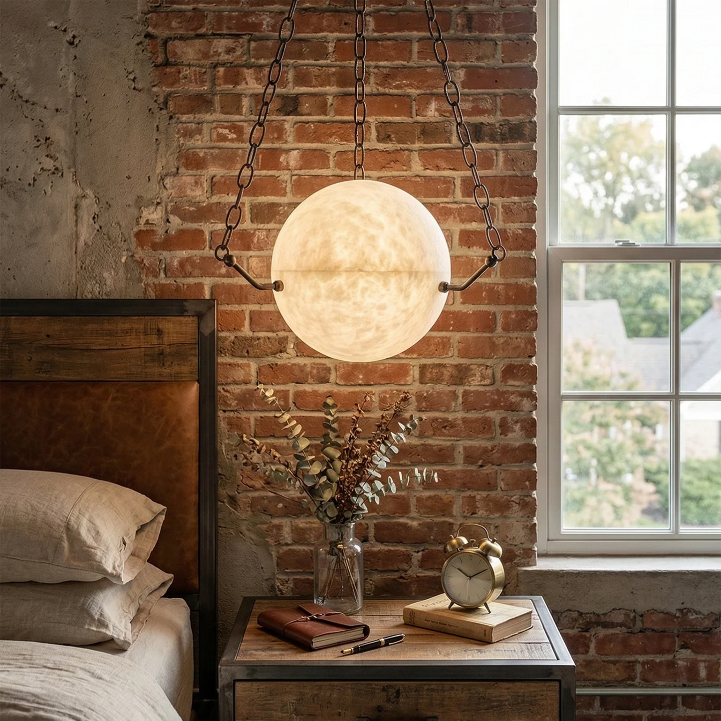 Aurelia Alabaster Sphere Suspension Pendant
