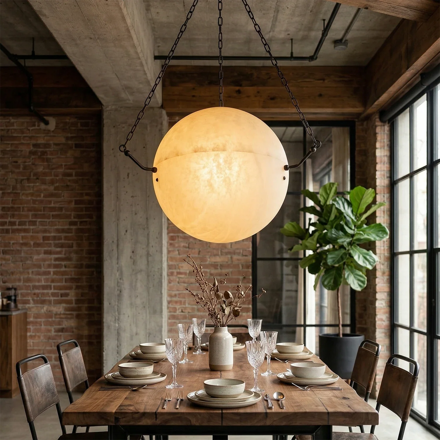 Aurelia Alabaster Sphere Suspension Pendant