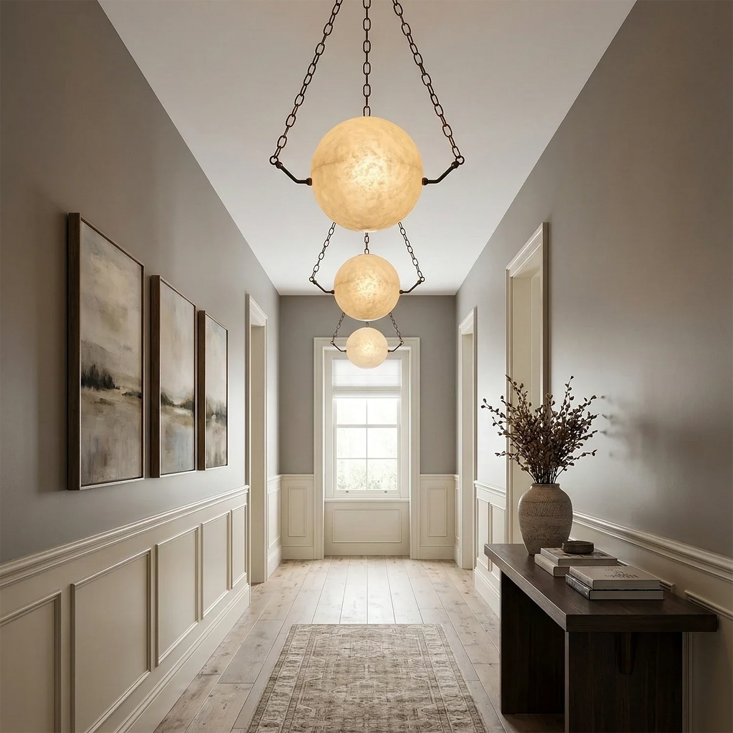 Aurelia Alabaster Sphere Suspension Pendant