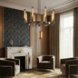 Aurora Crystal Candlestick Linear Glass Tube Chandelier