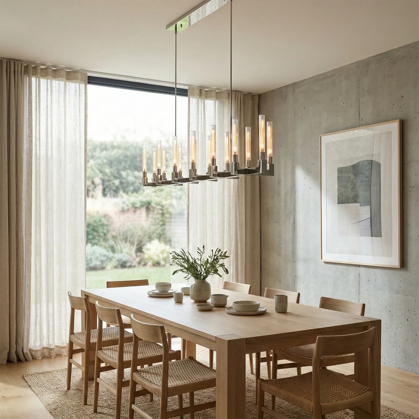 Aurora Crystal Candlestick Linear Glass Tube Chandelier