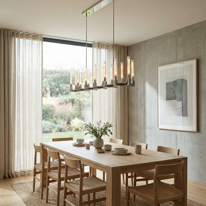 Aurora Crystal Candlestick Linear Glass Tube Chandelier