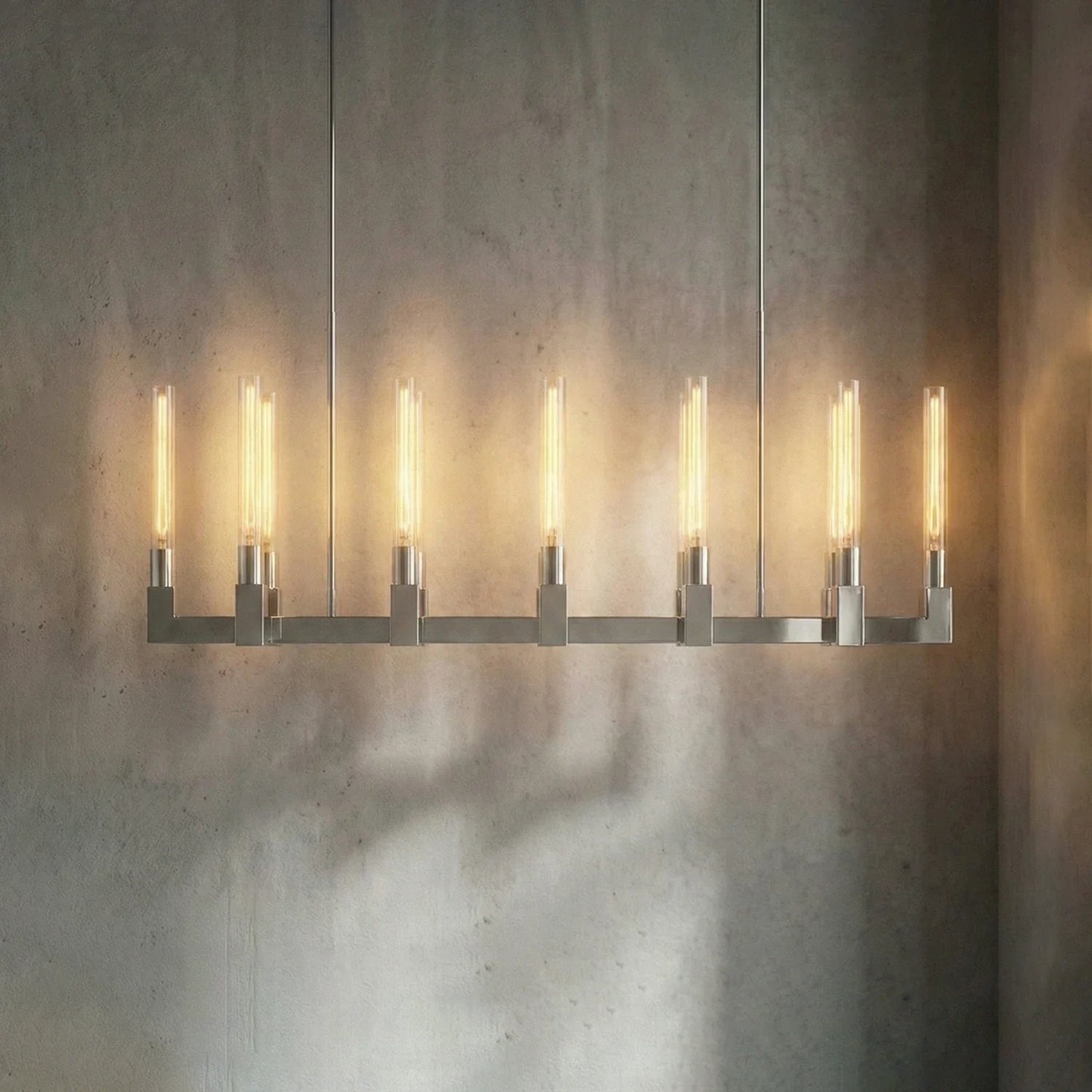 Aurora Crystal Candlestick Linear Glass Tube Chandelier