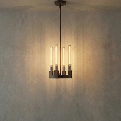 Aurora Crystal Candlestick Linear Glass Tube Chandelier