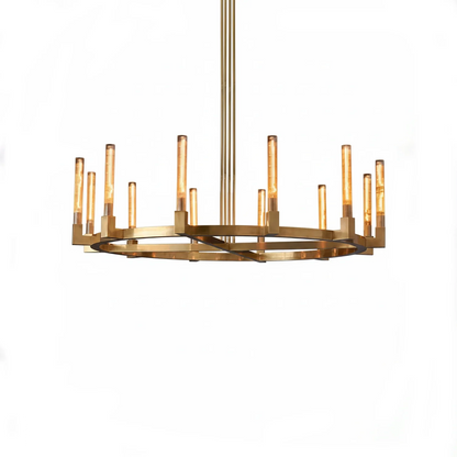 Aurora Crystal Candlestick Linear Glass Tube Chandelier