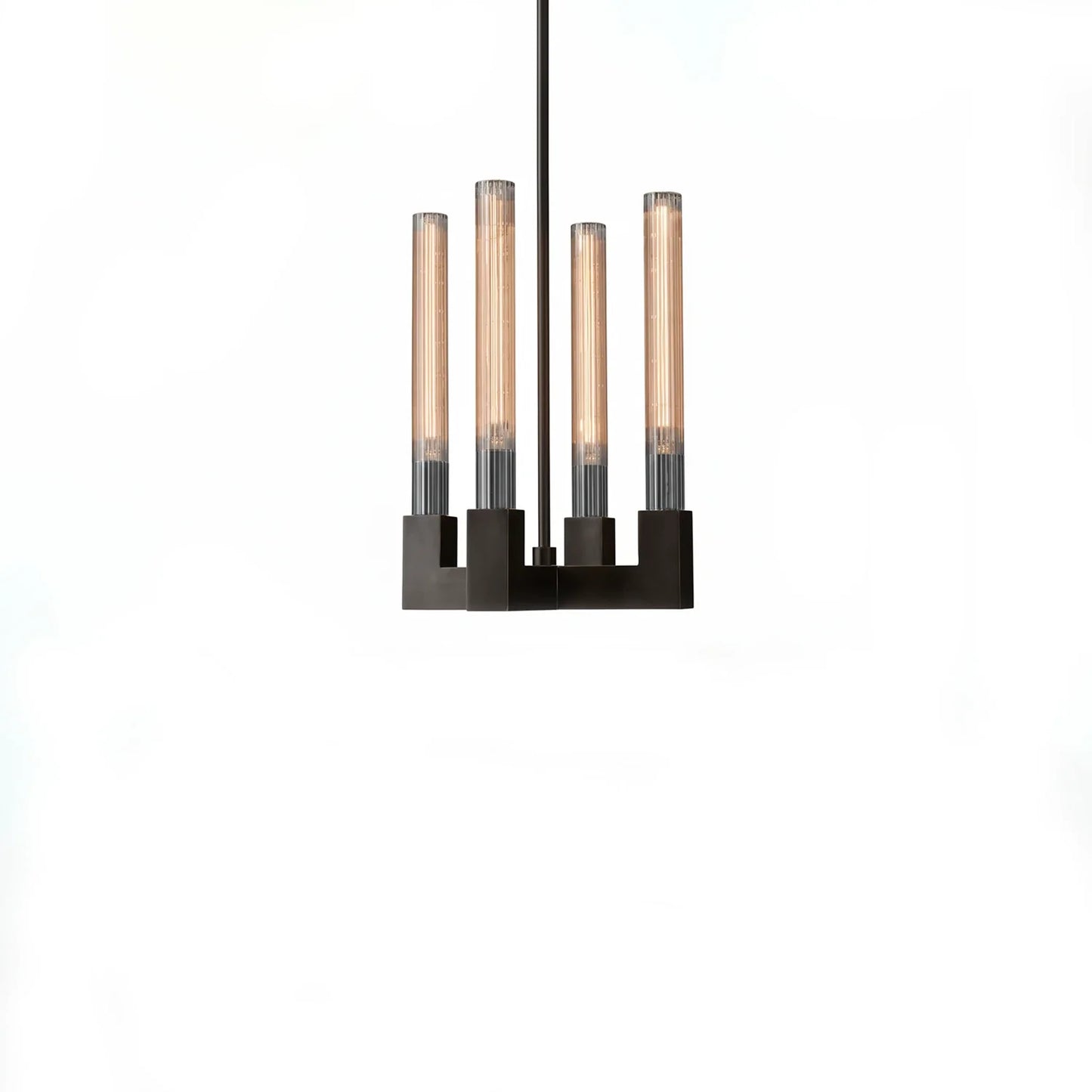 Aurora Crystal Candlestick Linear Glass Tube Chandelier