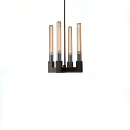 Aurora Crystal Candlestick Linear Glass Tube Chandelier
