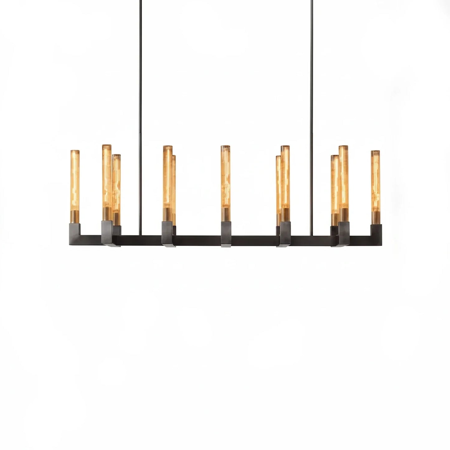 Aurora Crystal Candlestick Linear Glass Tube Chandelier