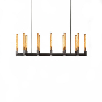 Aurora Crystal Candlestick Linear Glass Tube Chandelier