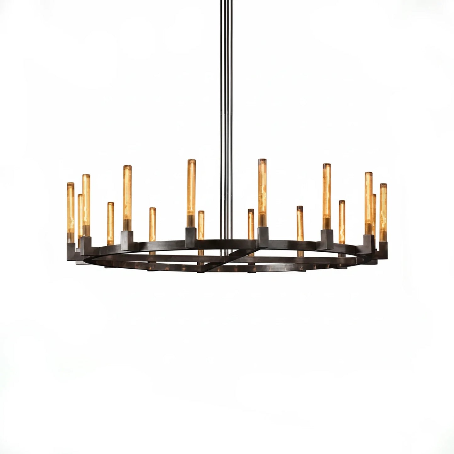 Aurora Crystal Candlestick Linear Glass Tube Chandelier
