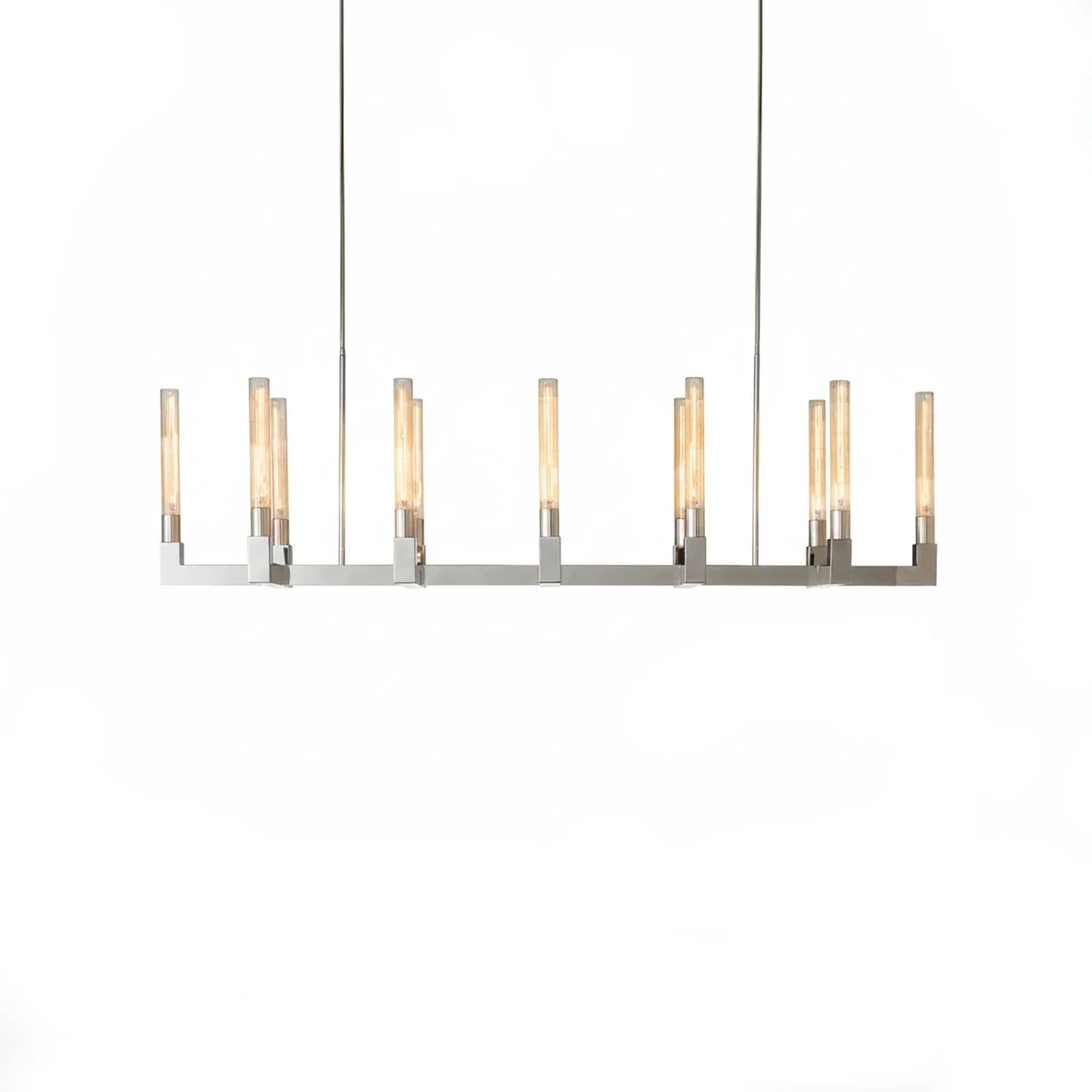 Aurora Crystal Candlestick Linear Glass Tube Chandelier