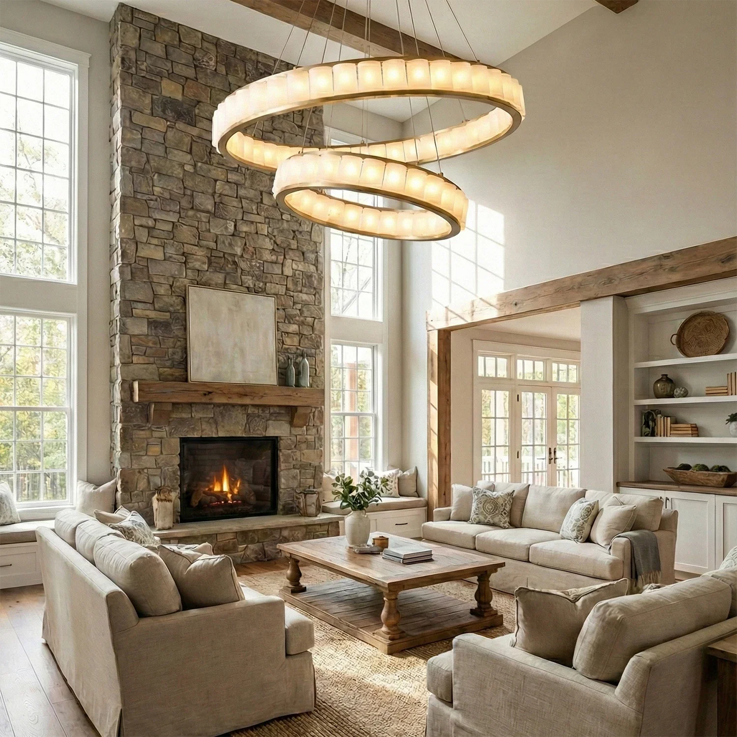 Avalon Alabaster Halo Chandelier
