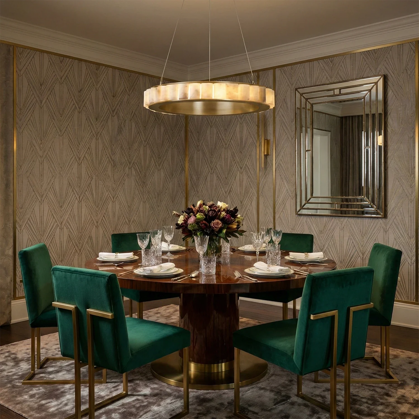 Avalon Alabaster Halo Chandelier