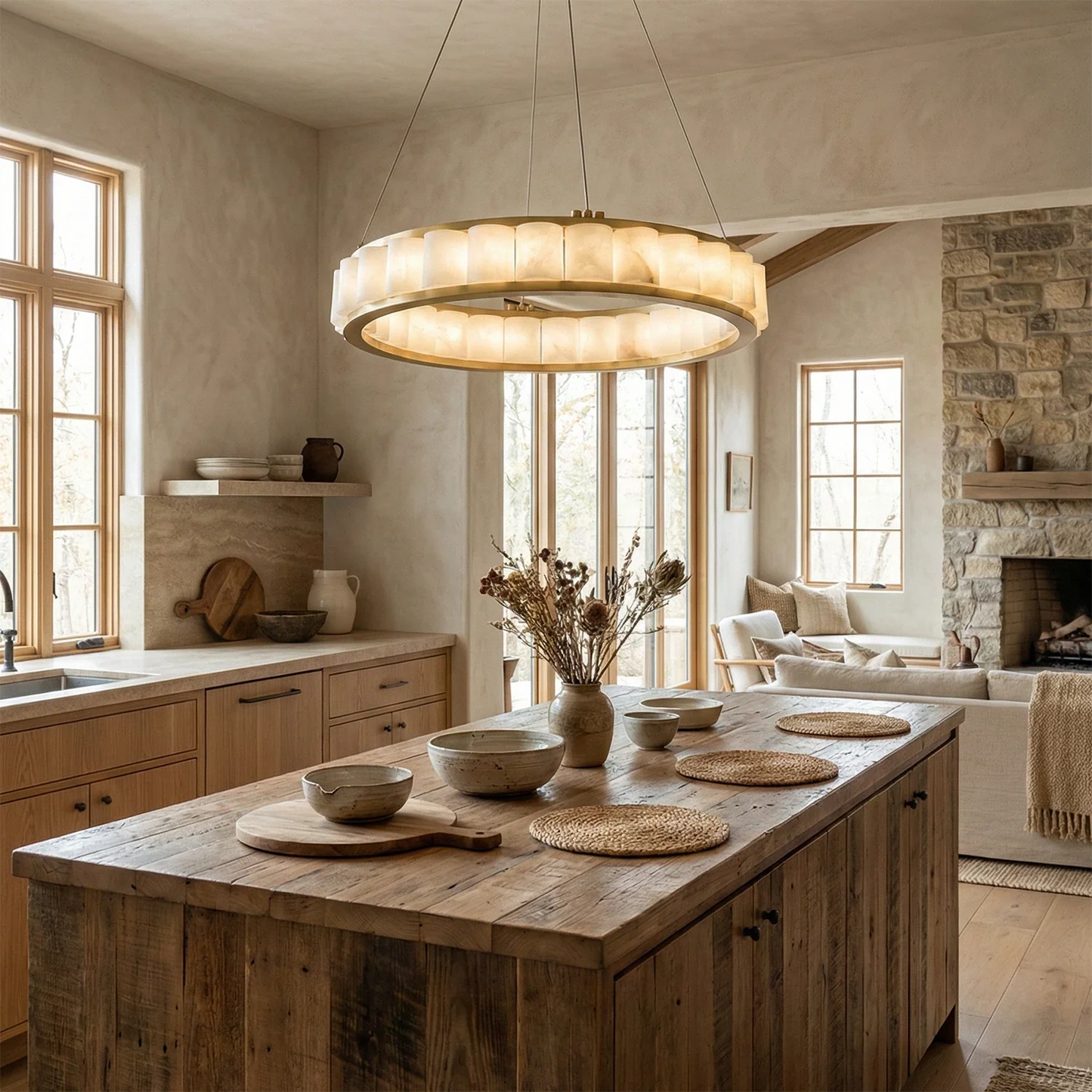 Avalon Alabaster Halo Chandelier