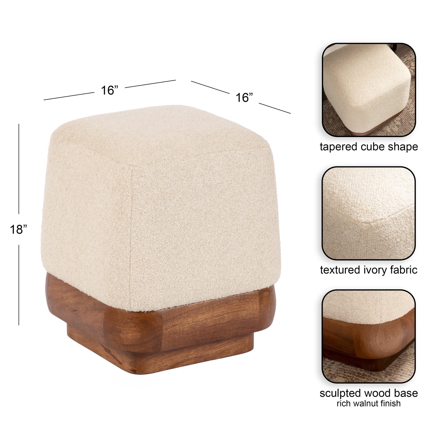 Sabri Square Ottoman Fabric and Wood