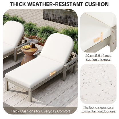 Outdoor Chaise Lounge With 5 Position Adjustable Backrest (Set of 2)