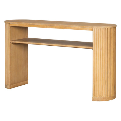 Console Table With Fluted Legs, Open Shelf