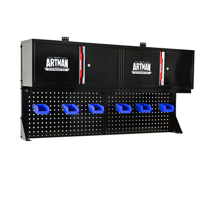 Wall-Mounted Double-Door Cabinet with Tool Rack