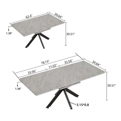Modern Mid-Century Dining Table Set With Extendable Design