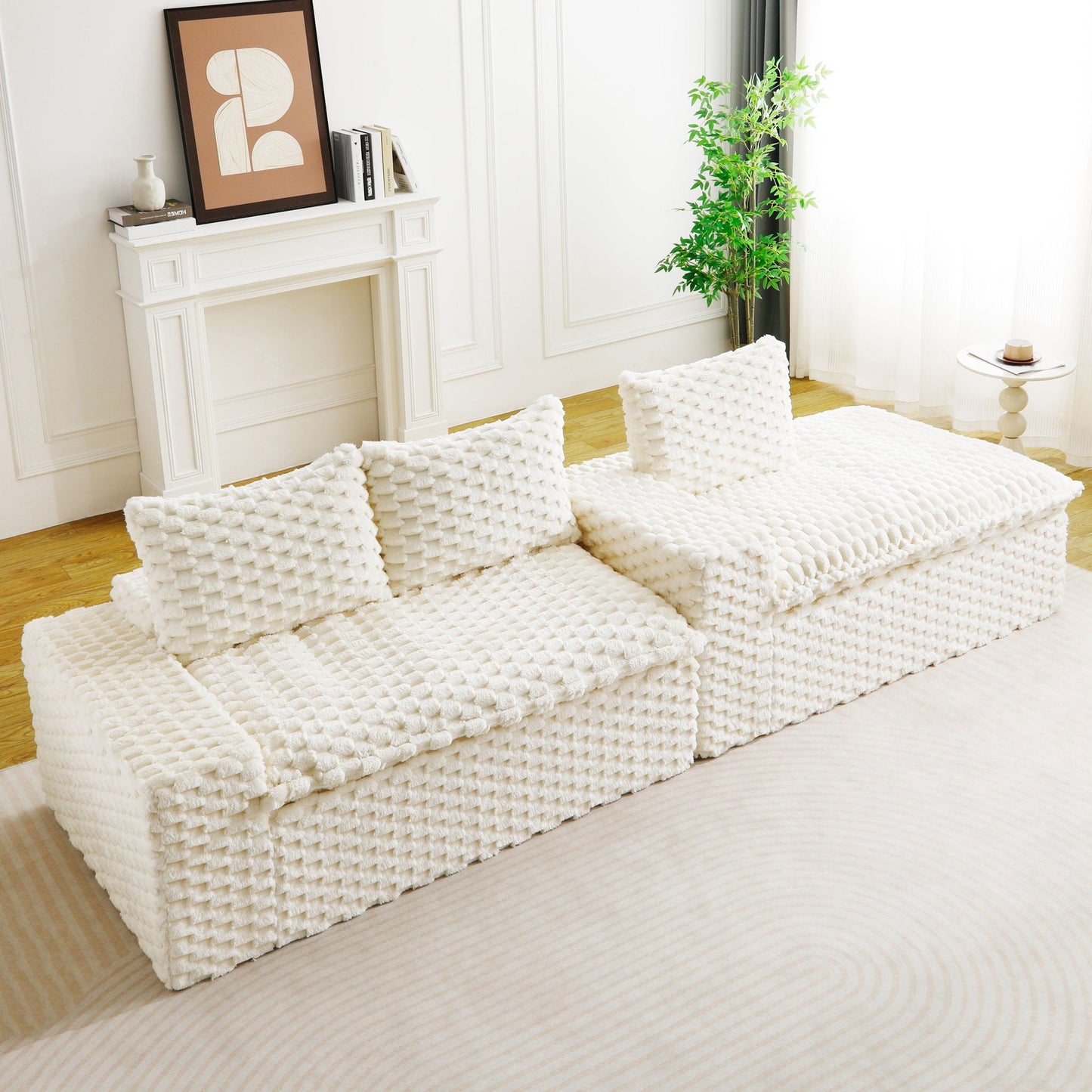 Modular Sofa, Convertible Twin Seat With Chaise Lounge