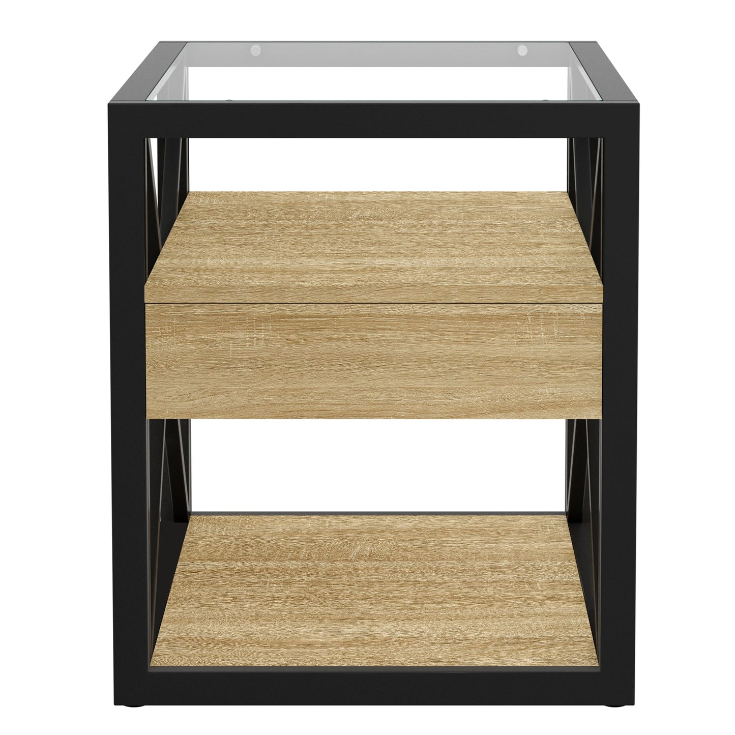 Modern End Table with Drawer - Nightstand for Bedroom & Living Room