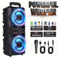 Portable Bluetooth Speaker with Subwoofer Bass, Dual 6.5" LED Woofers and Microphone